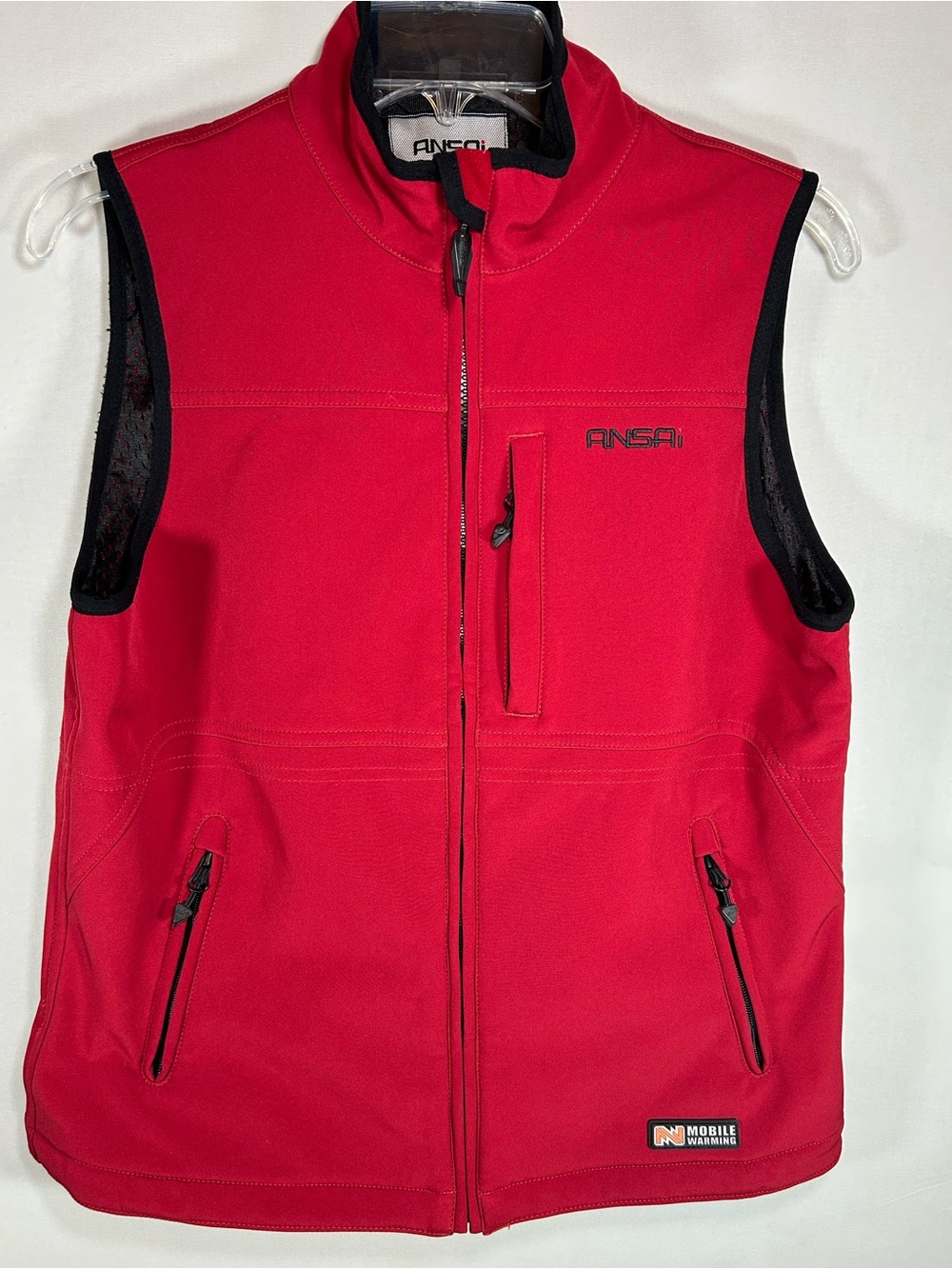 Ansai Womens Heated Red Warming Vest Size Med Battery Not Included Zip Front
